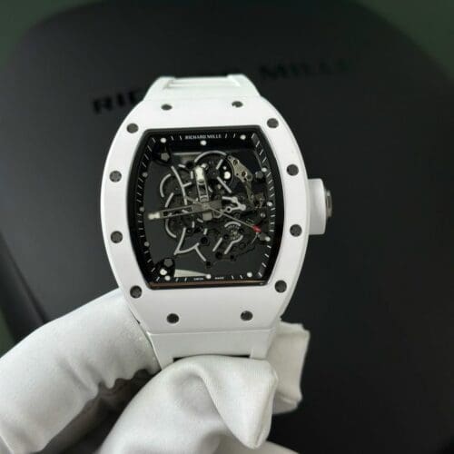 Richard Mille RM055 White Ceramic Rubber Strap ZF Factory 50mm